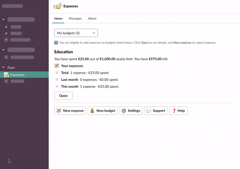 GIF showing how to import and then export Expenses